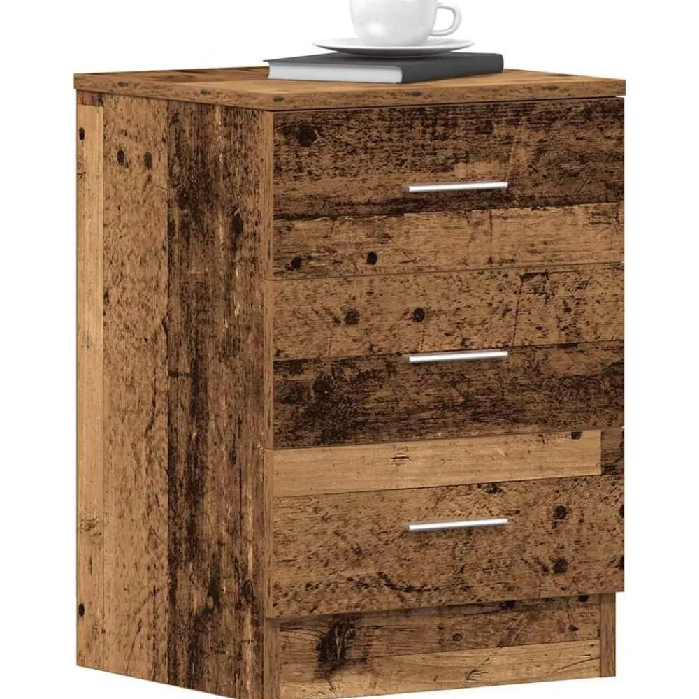 Tafels*vidaXL Nachtkastje 38x35x55 cm bewerkt hout kleurig Oud hout