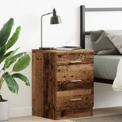 Tafels*vidaXL Nachtkastje 38x35x55 cm bewerkt hout kleurig Oud hout