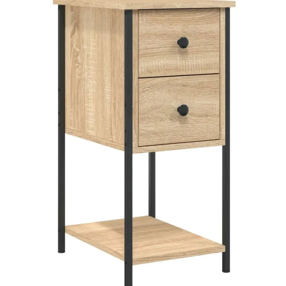 Tafels*vidaXL Nachtkastje 32x42x70 cm bewerkt hout kleurig Sonoma eiken