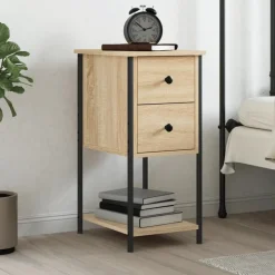Tafels*vidaXL Nachtkastje 32x42x70 cm bewerkt hout kleurig Sonoma eiken