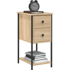 Tafels*vidaXL Nachtkastje 32x42x70 cm bewerkt hout kleurig Sonoma eiken