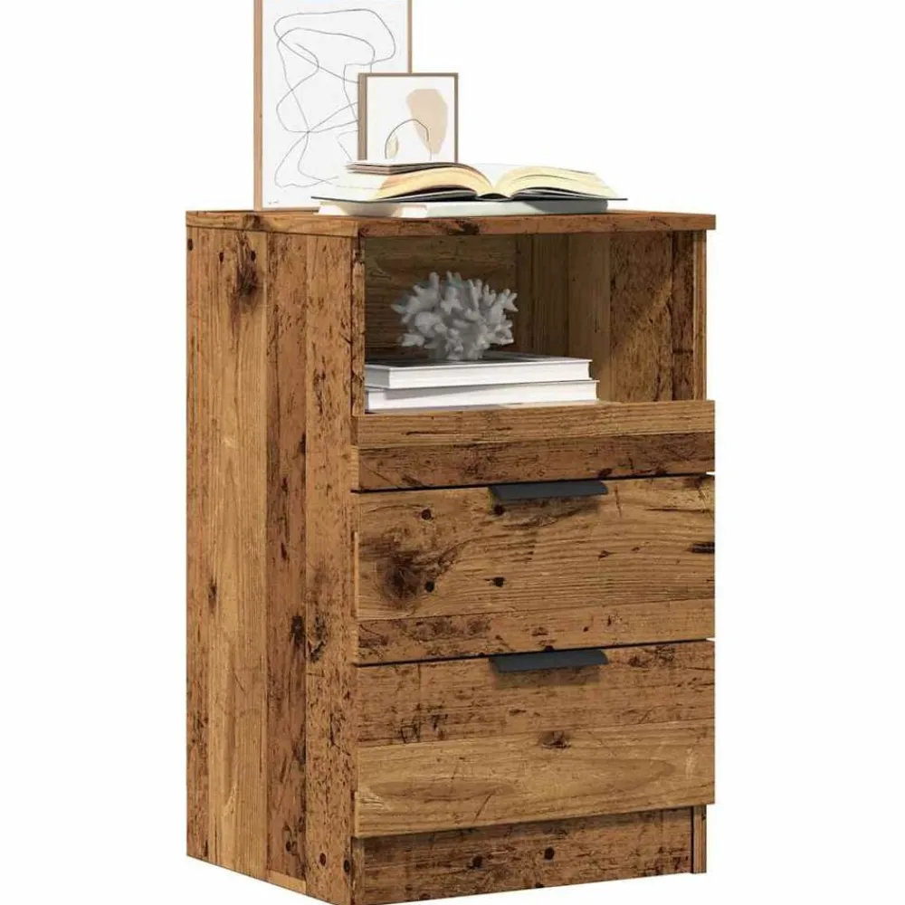Tafels*vidaXL Nachtkastje 40x36x65 cm bewerkt hout kleurig Oud hout