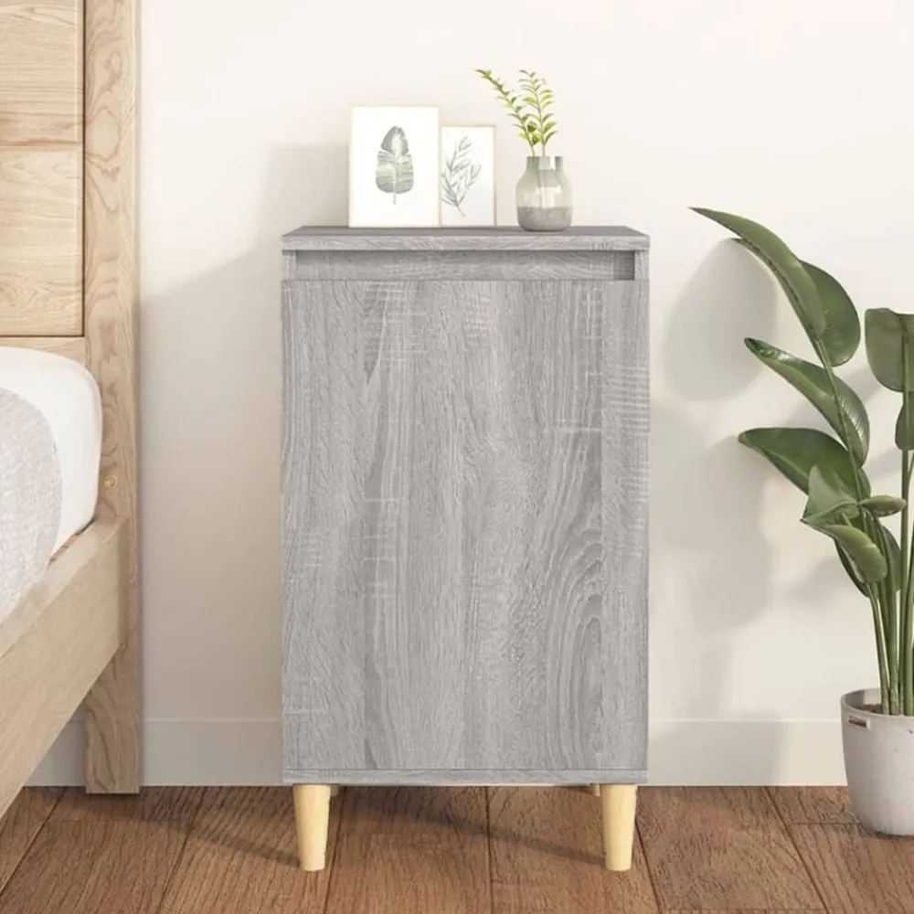 Tafels*vidaXL Nachtkastje 40x35x70 cm bewerkt hout eikenkleurig Grijs sonoma