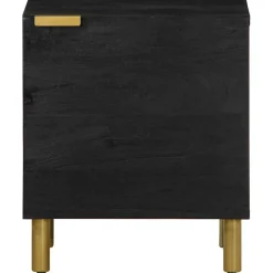 Tafels*vidaXL Nachtkastje 40x33x46 cm massief mangohout zwart