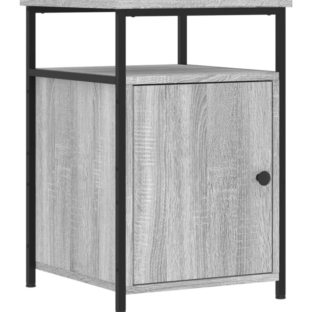 Tafels*vidaXL Nachtkastje 40x42x60 cm bewerkt hout eikenkleurig Grijs sonoma