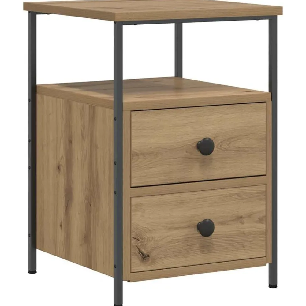 Tafels*vidaXL Nachtkastje 34x35,5x50 cm bewerkt hout artisanaal eikenkleurig