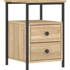 Tafels*vidaXL Nachtkastje 34x35,5x50 cm bewerkt hout kleurig Sonoma eiken
