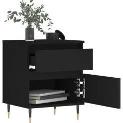 Tafels*vidaXL Nachtkastje 40x35x50 cm bewerkt hout Zwart