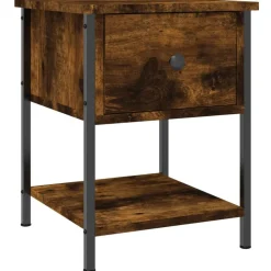 Tafels*vidaXL Nachtkastje 34x35,5x45 cm bewerkt hout kleurig Gerookt eiken