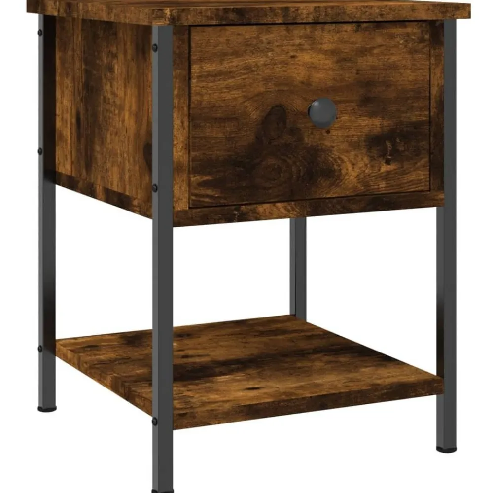 Tafels*vidaXL Nachtkastje 34x35,5x45 cm bewerkt hout kleurig Gerookt eiken