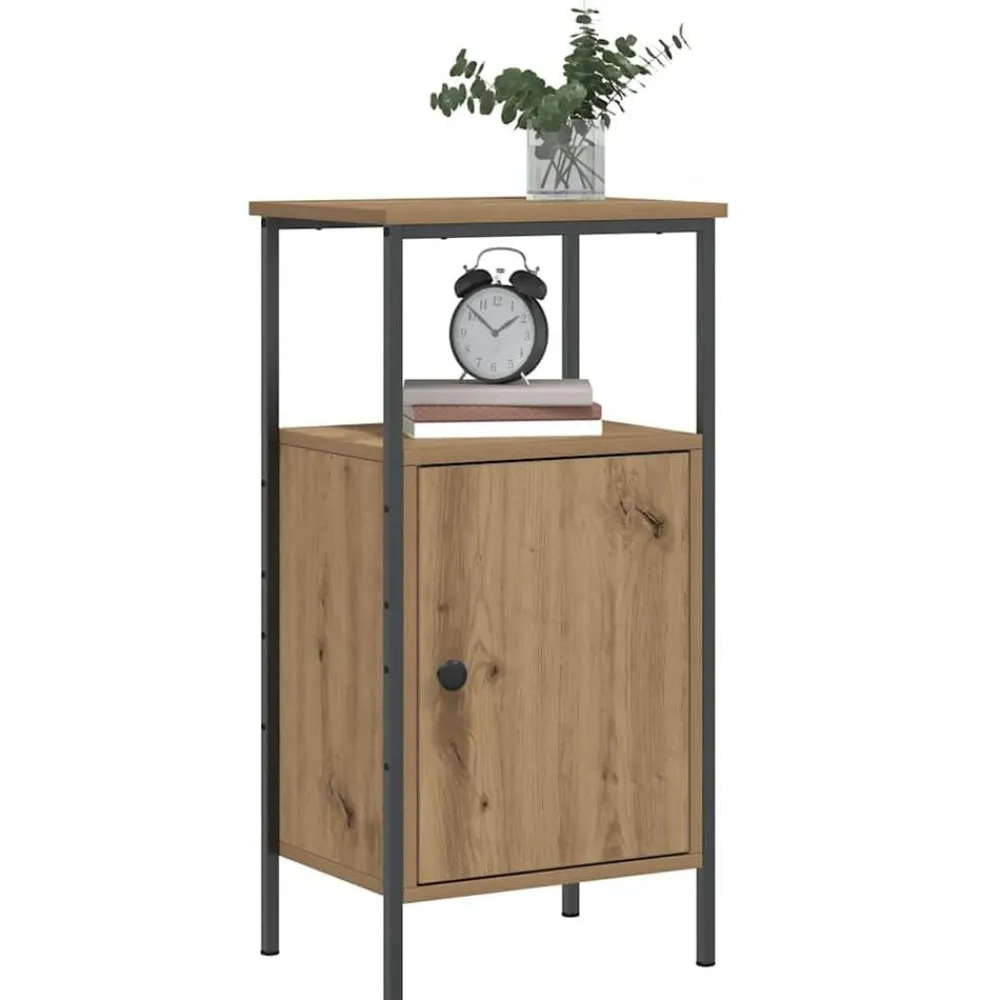 Tafels*vidaXL Nachtkastje 41x31x80 cm bewerkt hout artisanaal eikenkleurig