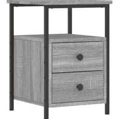 Tafels*vidaXL Nachtkastje 34x35,5x50 cm bewerkt hout Grijs sonoma