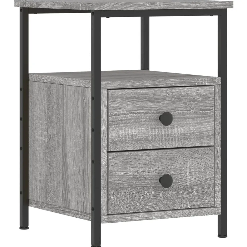 Tafels*vidaXL Nachtkastje 34x35,5x50 cm bewerkt hout Grijs sonoma