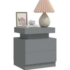 Tafels*vidaXL Nachtkastje 45x35x52 cm bewerkt hout Grijs