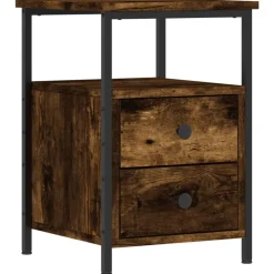 Tafels*vidaXL Nachtkastje 34x35,5x50 cm bewerkt hout kleurig Gerookt eiken