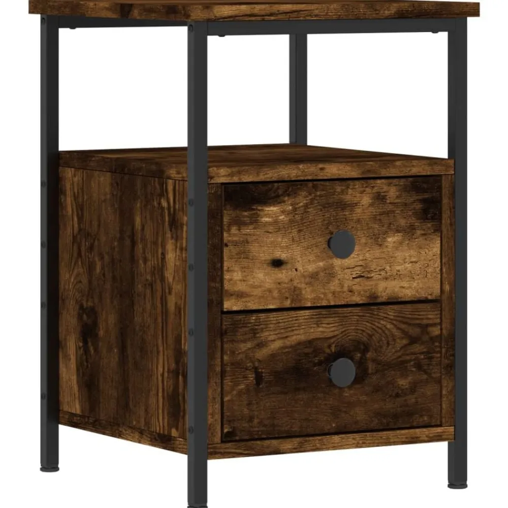 Tafels*vidaXL Nachtkastje 34x35,5x50 cm bewerkt hout kleurig Gerookt eiken