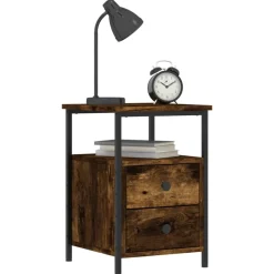 Tafels*vidaXL Nachtkastje 34x35,5x50 cm bewerkt hout kleurig Gerookt eiken