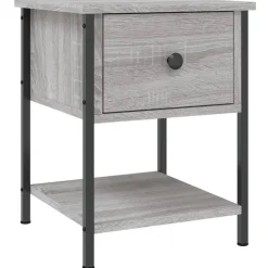 Tafels*vidaXL Nachtkastje 34x35,5x45 cm bewerkt hout eikenkleur Grijs sonoma