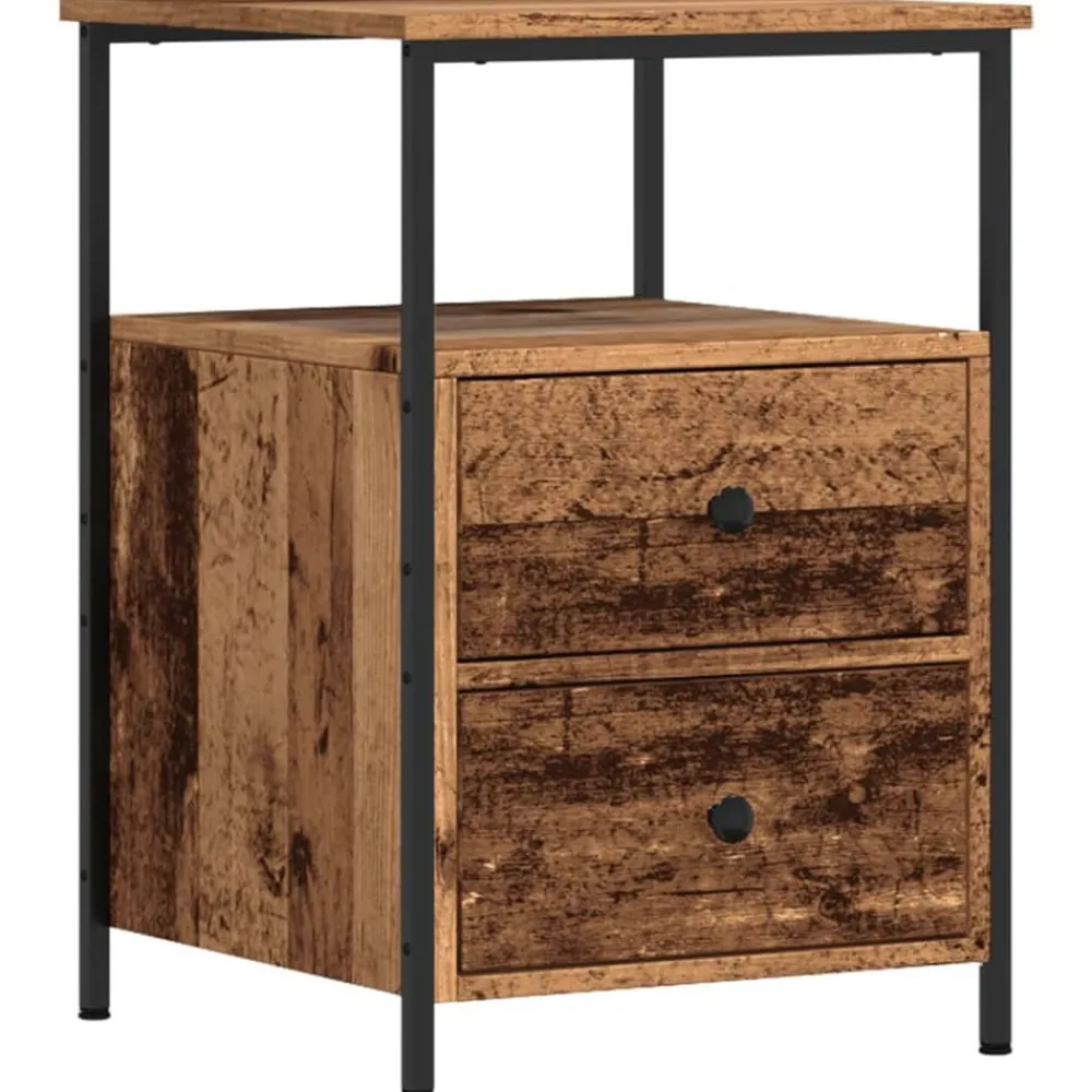 Tafels*vidaXL Nachtkastje 34x35,5x50 cm bewerkt hout kleurig Oud hout