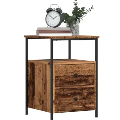 Tafels*vidaXL Nachtkastje 34x35,5x50 cm bewerkt hout kleurig Oud hout