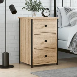 Tafels*vidaXL Nachtkastje 40x36x60 cm bewerkt hout kleurig Sonoma eiken