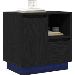 Tafels*vidaXL Nachtkastje 50 x 34,5 x 50 cm. Bewerkt hout Zwart eiken