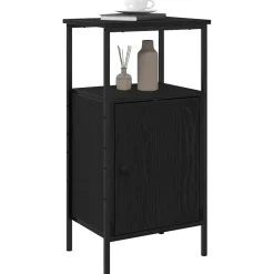 Tafels*vidaXL Nachtkastje 41 x 31 x 80 cm Bewerkt hout Zwart eiken
