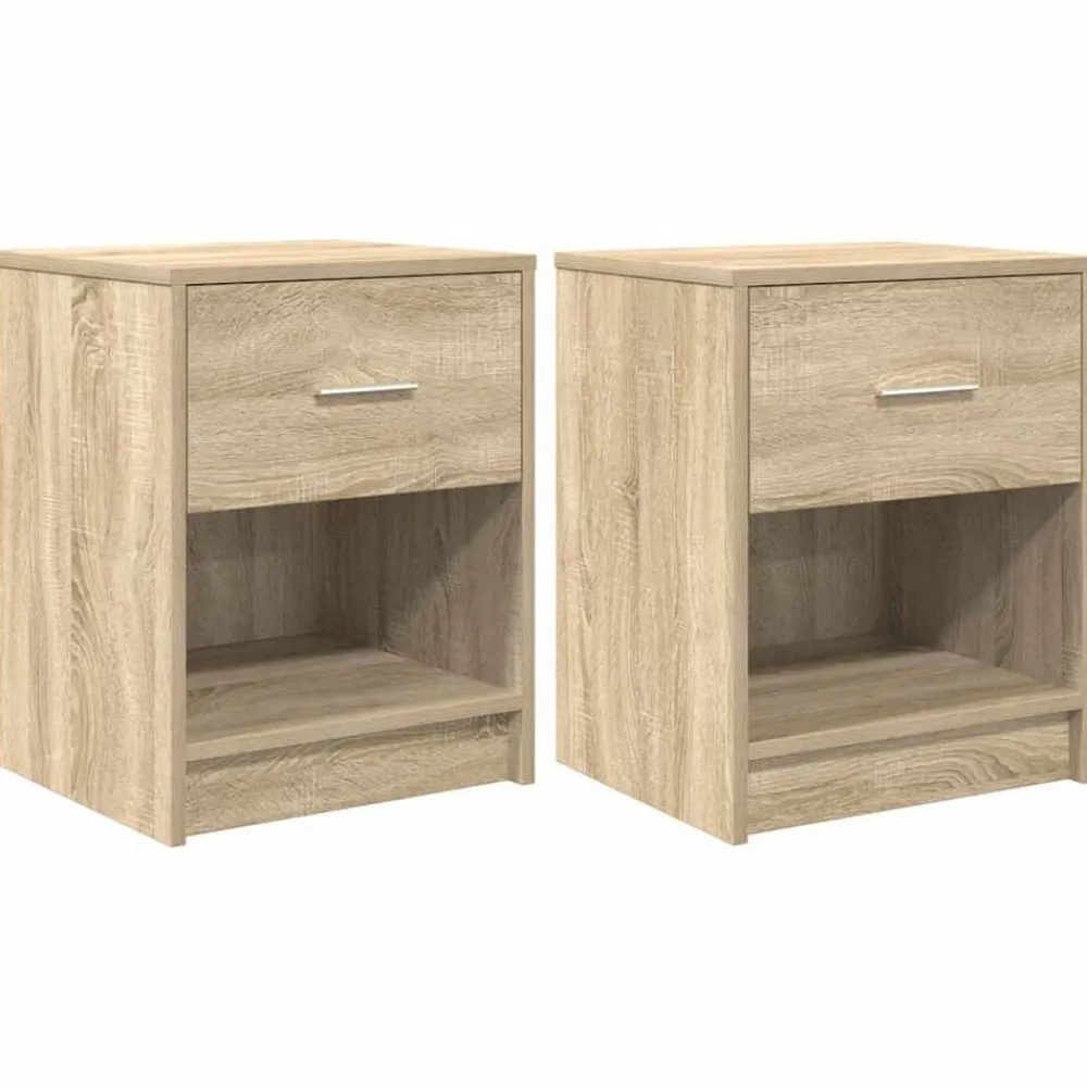 Tafels*vidaXL Nachtkastjes 2 st met lade 40x34x50 cm kleurig Sonoma eiken