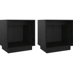 Tafels*vidaXL Nachtkastjes 2 st 40x30x40 cm massief grenenhout Zwart