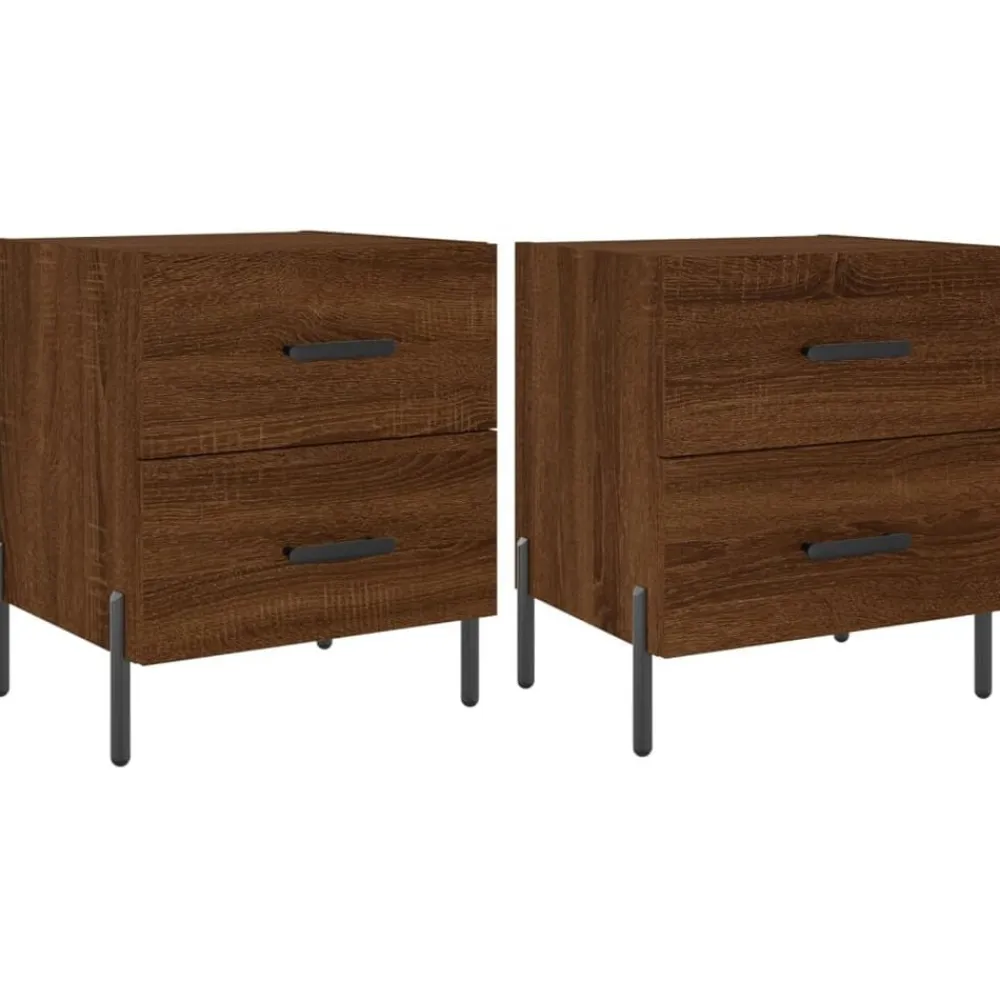Tafels*vidaXL Nachtkastjes 2 st 40x35x47,5 cm bewerkt hout bruin eikenkleur