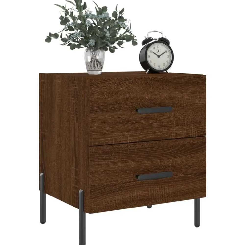 Tafels*vidaXL Nachtkastjes 2 st 40x35x47,5 cm bewerkt hout bruin eikenkleur