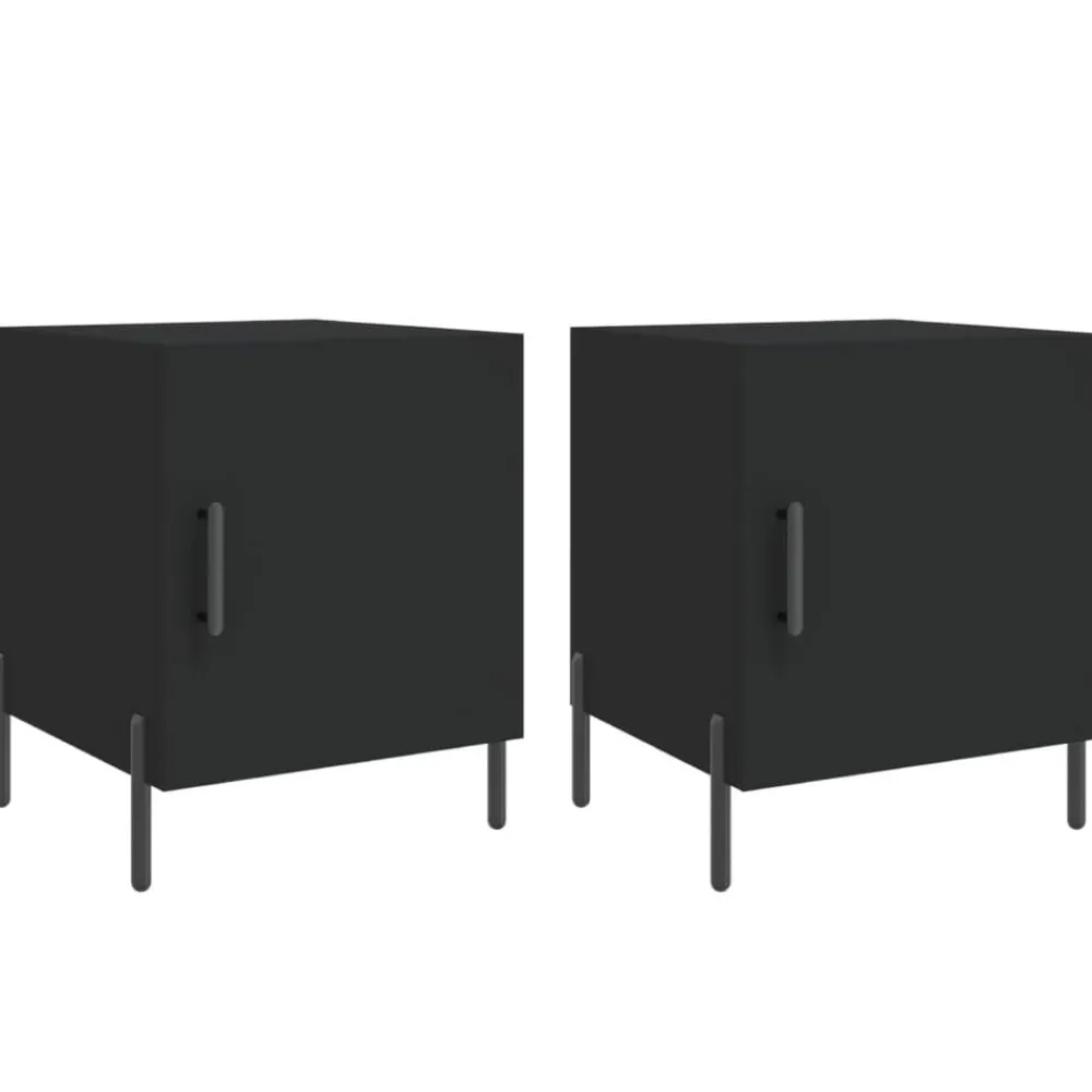 Tafels*vidaXL Nachtkastjes 2 st 40x40x50 cm bewerkt hout Zwart