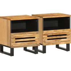 Tafels*vidaXL Nachtkastjes 2 st 40x34x46 cm massief ruw mangohout
