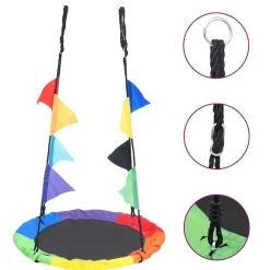 Buitenspeelgoed*vidaXL Nestschommel met vlaggetjes 100 cm regenboogkleurig