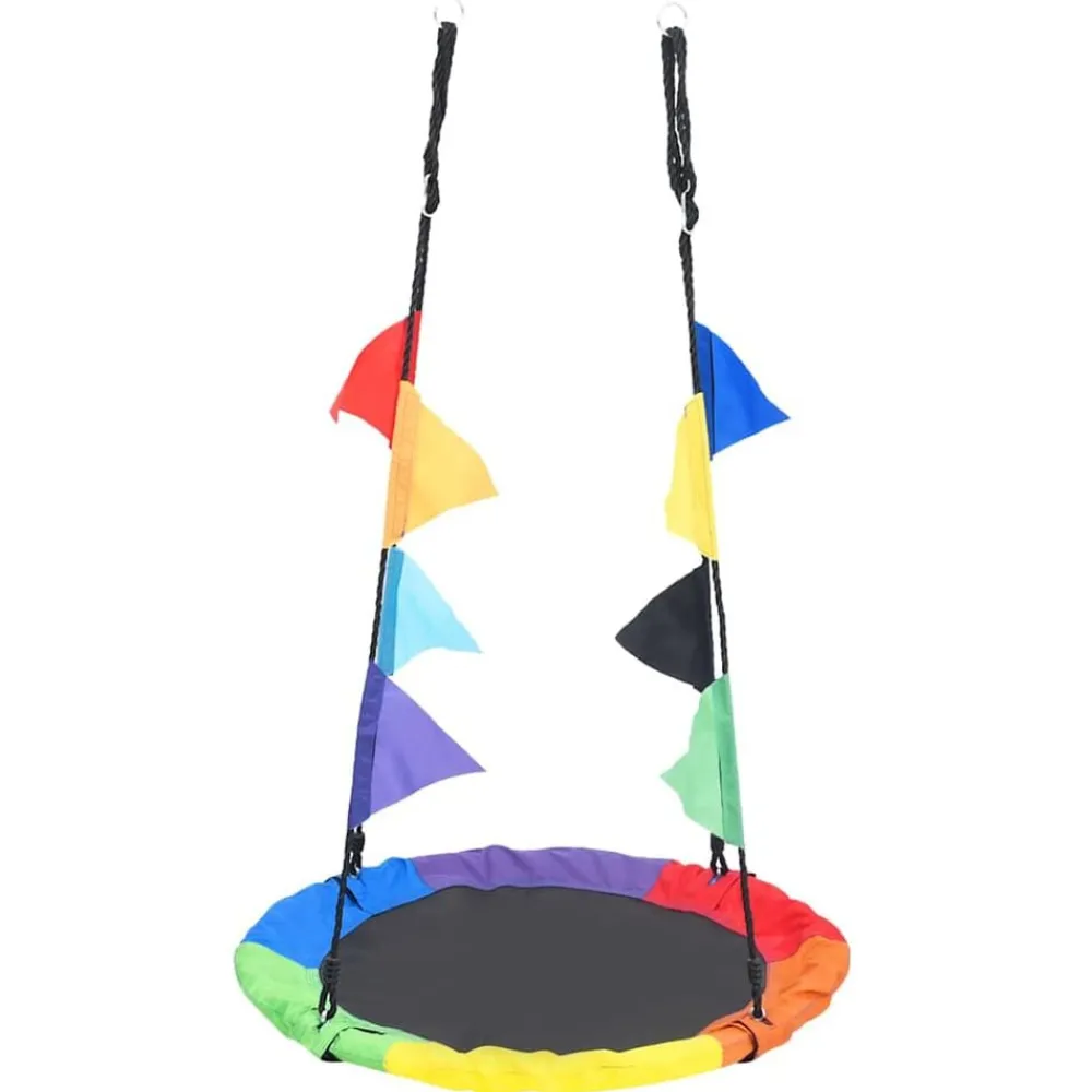 Buitenspeelgoed*vidaXL Nestschommel met vlaggetjes 100 cm regenboogkleurig