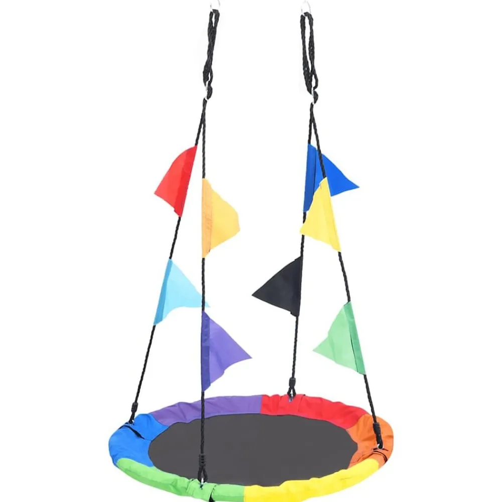 Buitenspeelgoed*vidaXL Nestschommel met vlaggetjes 100 cm regenboogkleurig