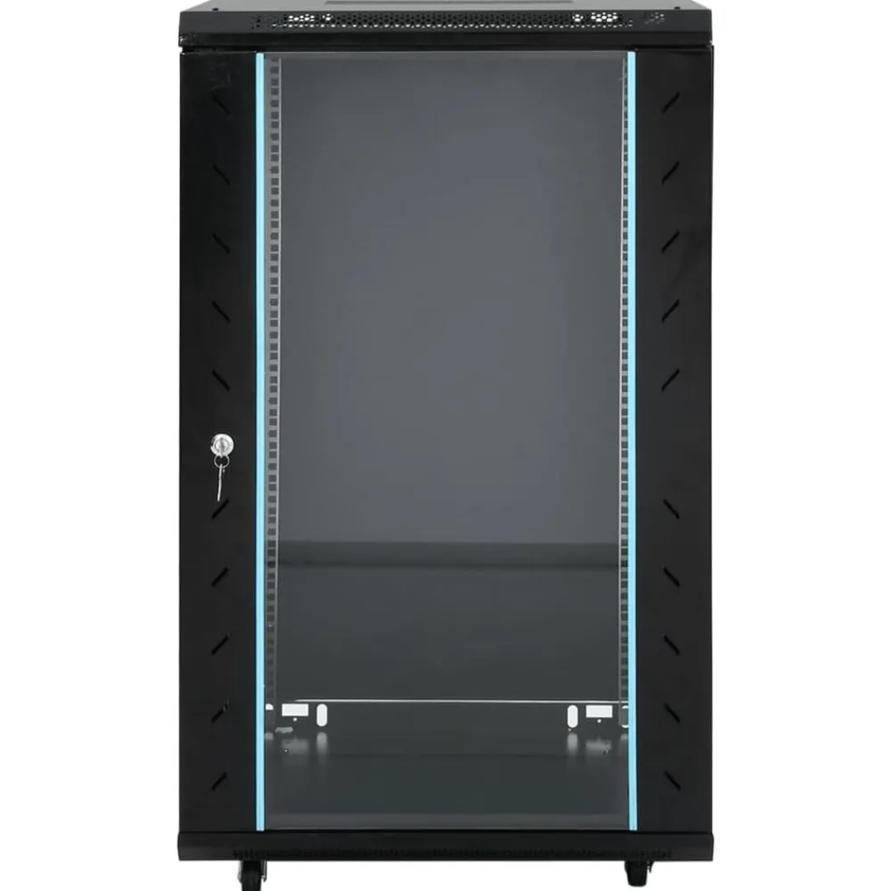 Elektronica*vidaXL Netwerkkast met draaiwieltjes 18U 19" IP20 60x60x100 cm Zwart