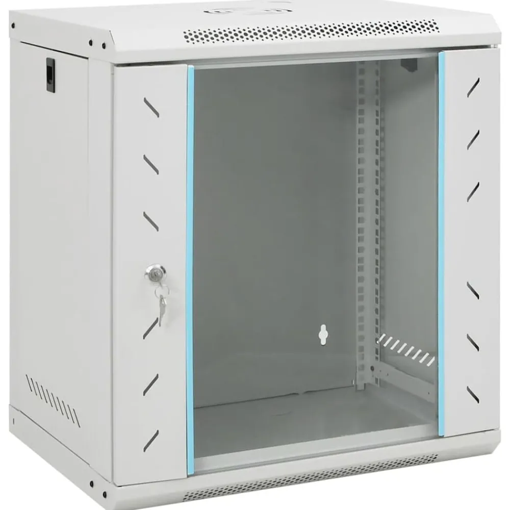 Elektronica*vidaXL Netwerkkast wandgemonteerd 12U 19" IP20 53x40x60 cm Grijs