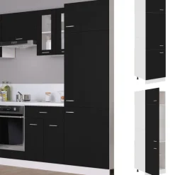 Kasten & Opbergmeubelen*vidaXL Ombouwkast voor koelkast Lyon 60x57x207 cm bewerkt hout Zwart
