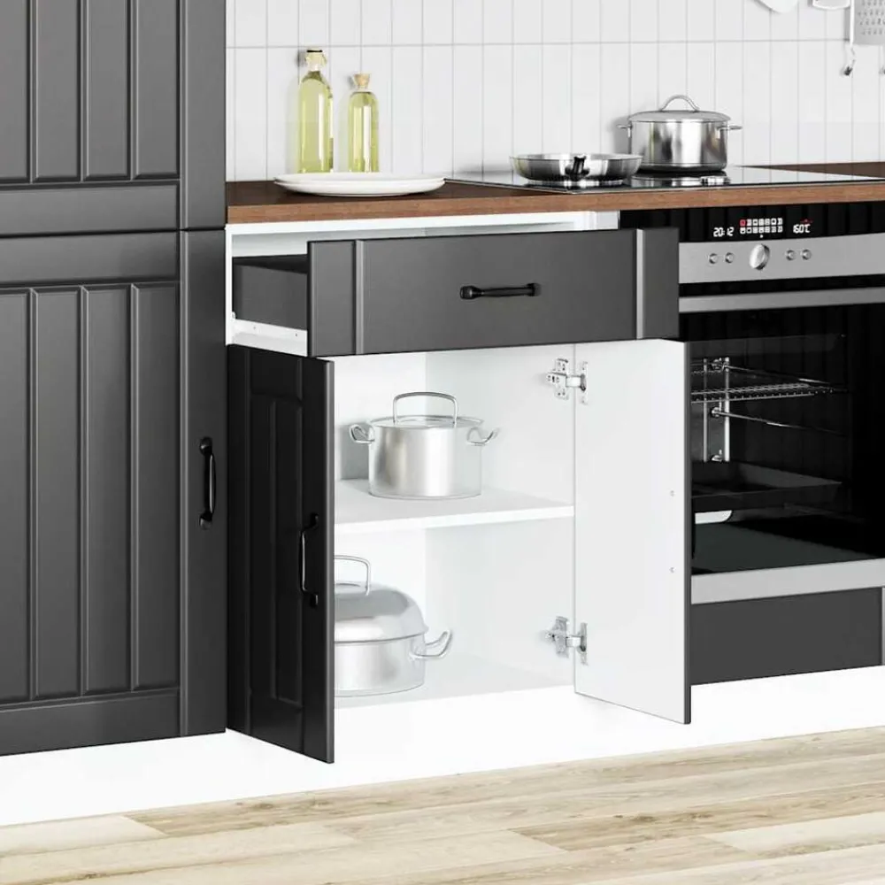 Kasten & Opbergmeubelen*vidaXL Onderkast Lucca bewerkt hout Zwart