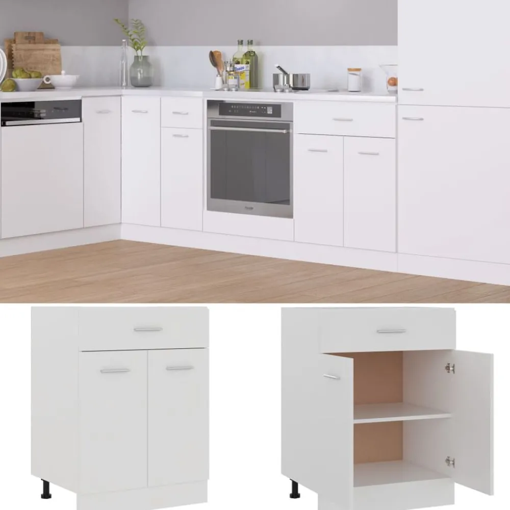 Kasten & Opbergmeubelen*vidaXL Onderkast met lade Lyon 60x46x81,5 cm bewerkt hout Wit