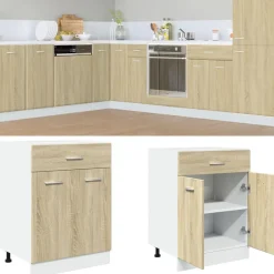 Onderkast met lade Lyon 60x46x81,5 cm bewerkt hout kleurig>vidaXL Online