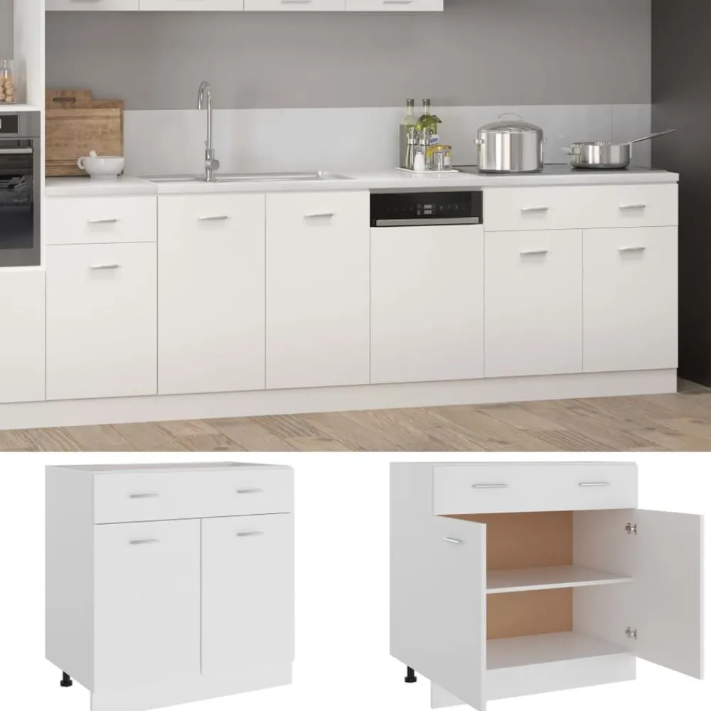 Kasten & Opbergmeubelen*vidaXL Onderkast met lade Lyon 80x46x81,5 cm bewerkt hout Wit