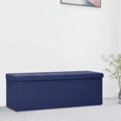 Bankjes*vidaXL Opbergbank inklapbaar kunstlinnen Blauw