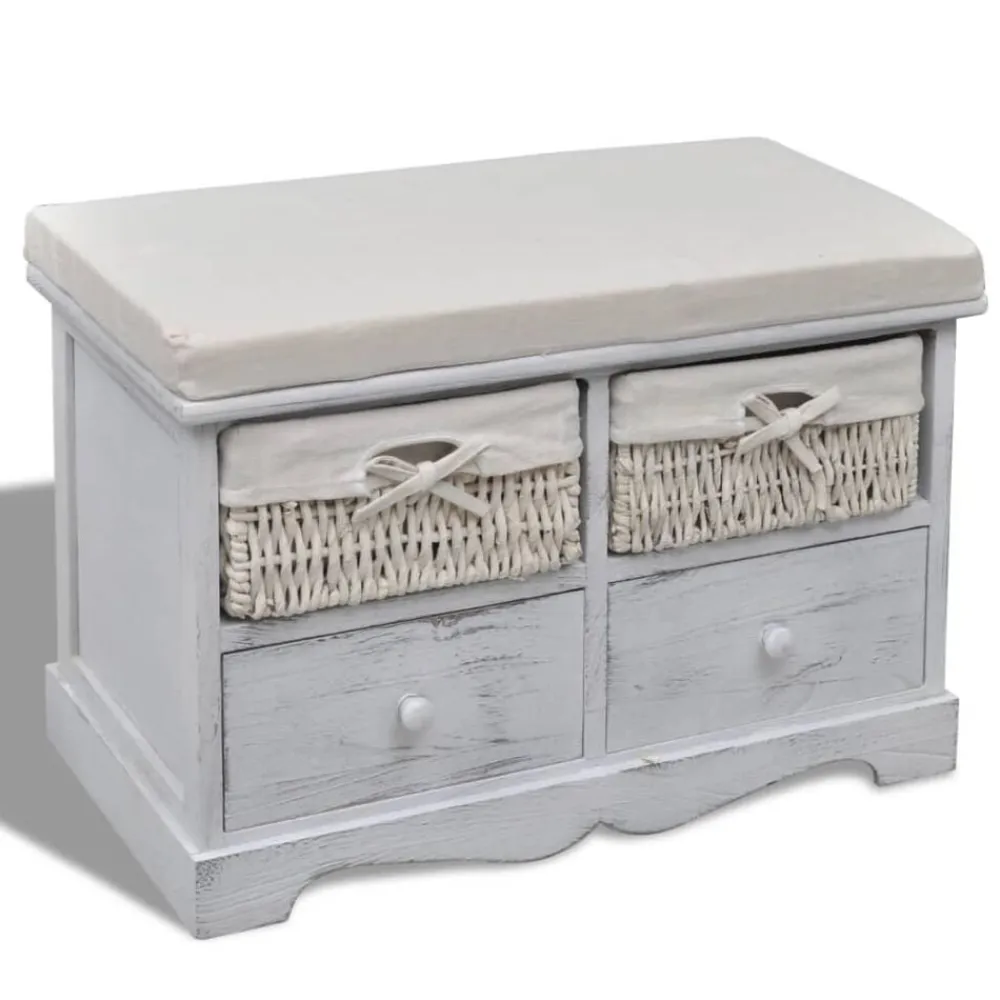 Opbergbank 62x33x42 cm paulowniahout wit>vidaXL Best