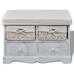 Opbergbank 62x33x42 cm paulowniahout wit>vidaXL Best