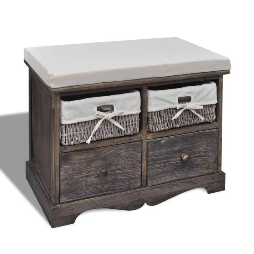 Opbergbank 62x33x42 cm paulowniahout bruin>vidaXL Sale
