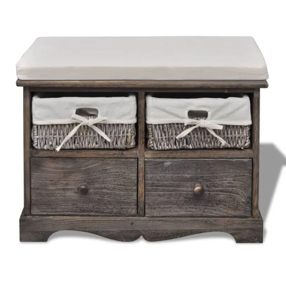 Opbergbank 62x33x42 cm paulowniahout bruin>vidaXL Sale