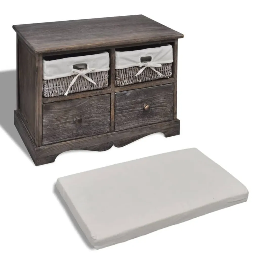 Opbergbank 62x33x42 cm paulowniahout bruin>vidaXL Sale
