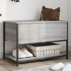 Opbergbankje 70x42,5x47 cm bewerkt hout eikenkleur>vidaXL Hot